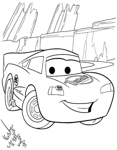 Smiley Lightning Mcqueen Coloring Page